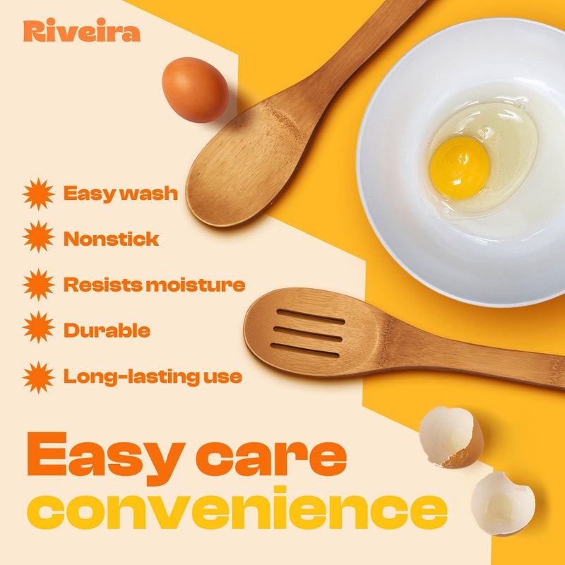 Riveira Dark Bamboo Wooden Spoons for Cooking 3-Piece  Apartment Essentials Wood Spatula Spoon Nonstick Kitchen Utensil Set Premium Quality Housewarming Gifts for Everyday Use - Image 3